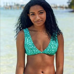 aerie wide strap plunge floral bikini top